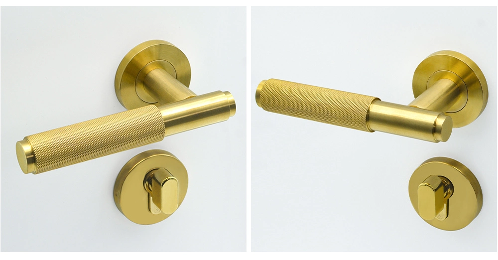 Basic Customization Luxury Door Handle Solid Stainless Steel Lever Gold Handle Knurled Door Handle
