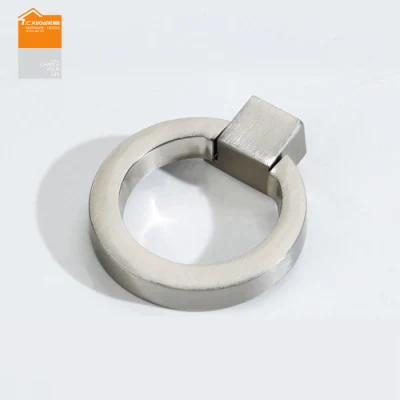 2023zinc Alloy Round Conceal Stainless Steel Ring Furniture Pull Handle Door Drawer Finger Pull Silver Metal Black Knobs Ring-Pull