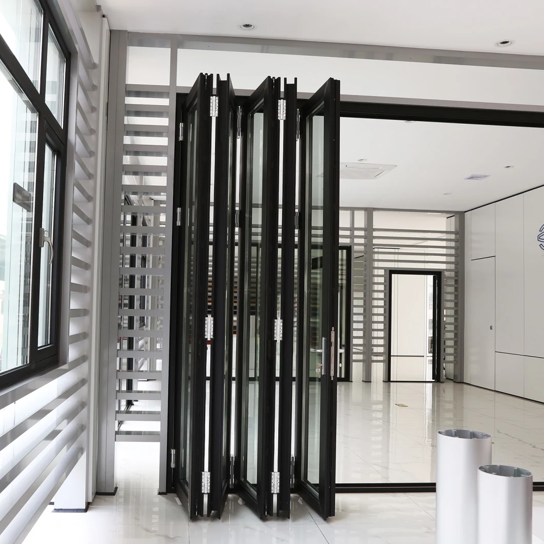 Interior/Exterio Bifold Doors Modern Designs Aluminum Alloy Double Tempered Glass Bi Folding Door Patio