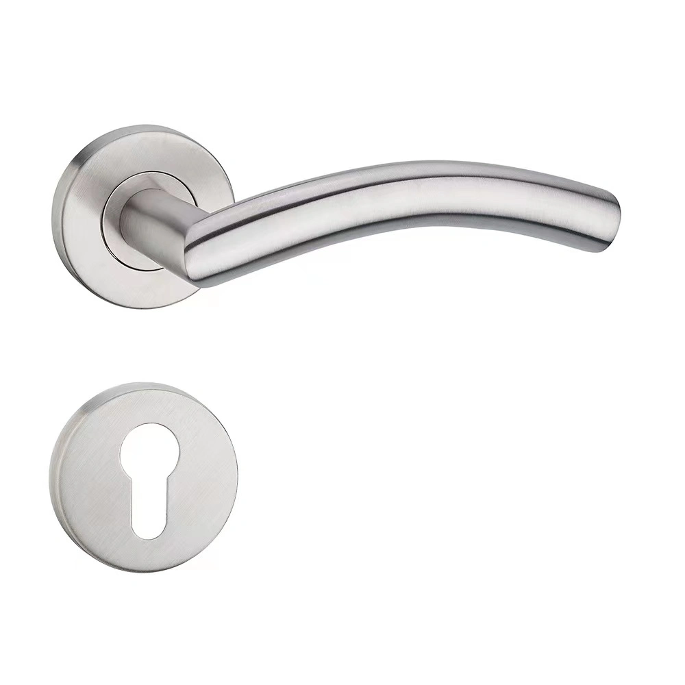 Black Modern Stainless Steel Door Handles Lever with Round Rosette