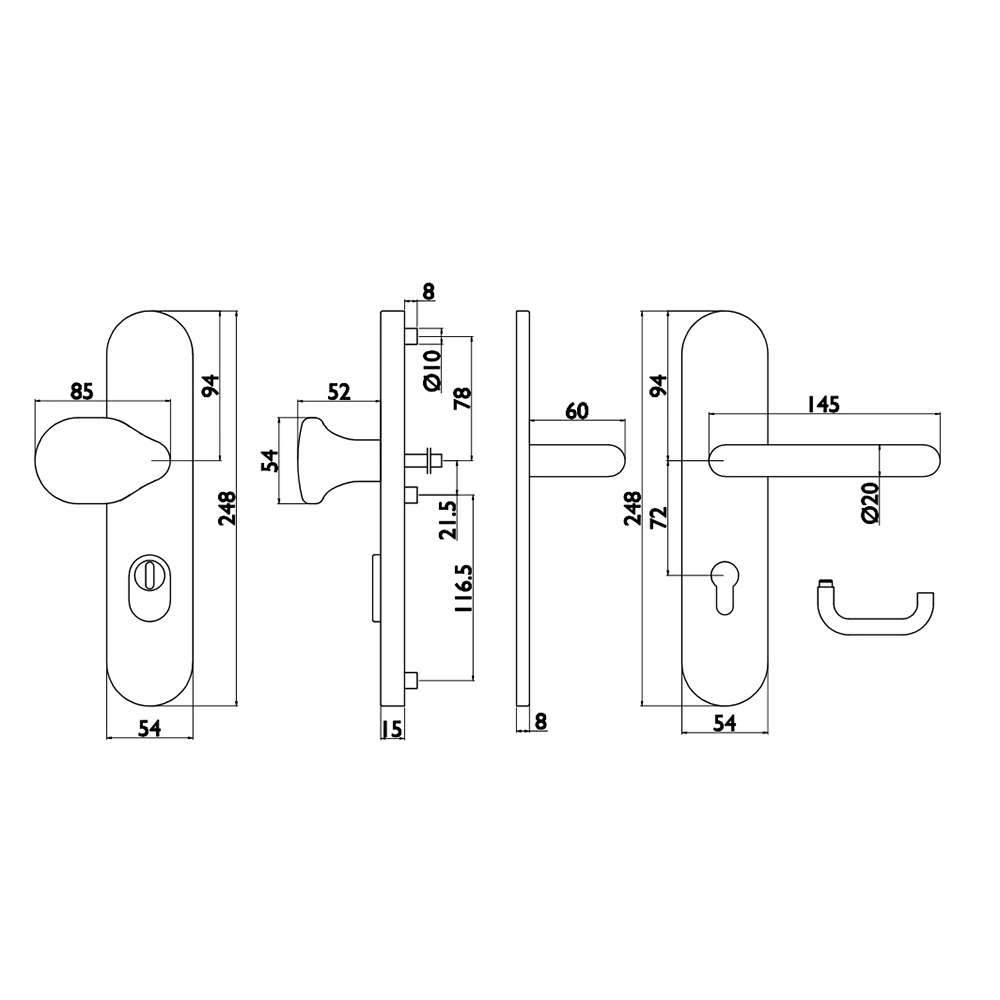 Solid Stainless Steel Security Lock Entrance Pull Gate Door Handle