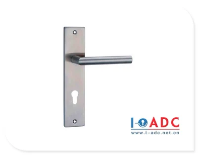 Hollow Stainless Steel Simple Style Inox Polished Front Door Lever Handle on Plate