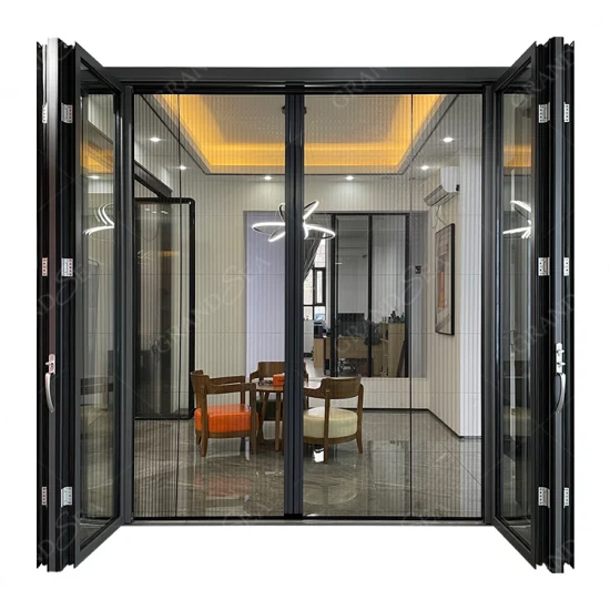 American Interior Balcony Cheap Price Bi-Fold Bifold Door Exterior Accordion Aluminum Glass Patio Folding Door