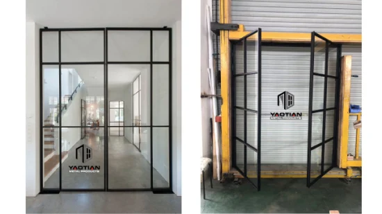 Modern Design Residential Custom Made Toughened Glass Interior Steel Glass Door